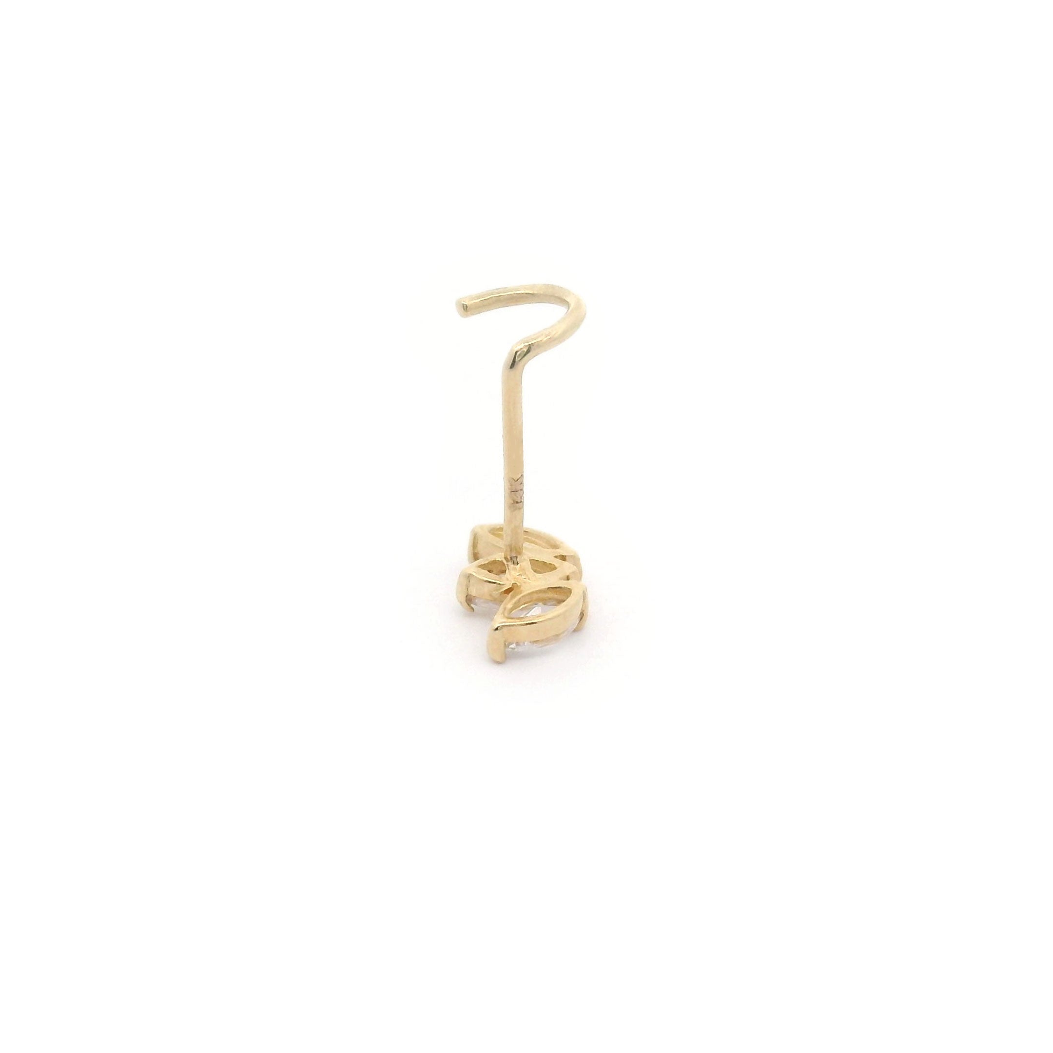 14k CZ Lotus Flower Triple Marquise Nose Screw Stud back